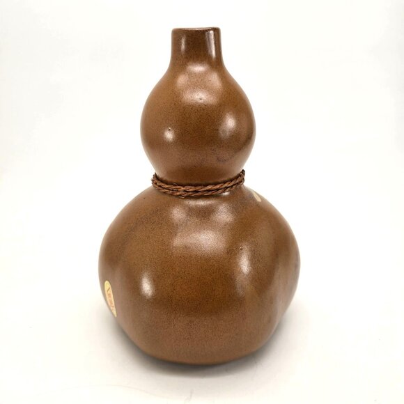 Vintage Japanese Brown Ceramic Gourd Sake Bottle With Kanji Calligraphy je205 - Picture 6 of 9